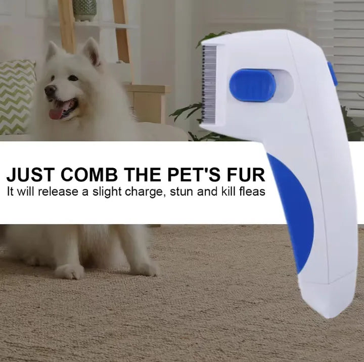 INZYX Electric Flea and Lice Remover Comb for Dogs and Cats, USB Rechargeable Pet Grooming Tool, Chemical-Free Pest Control Comb
