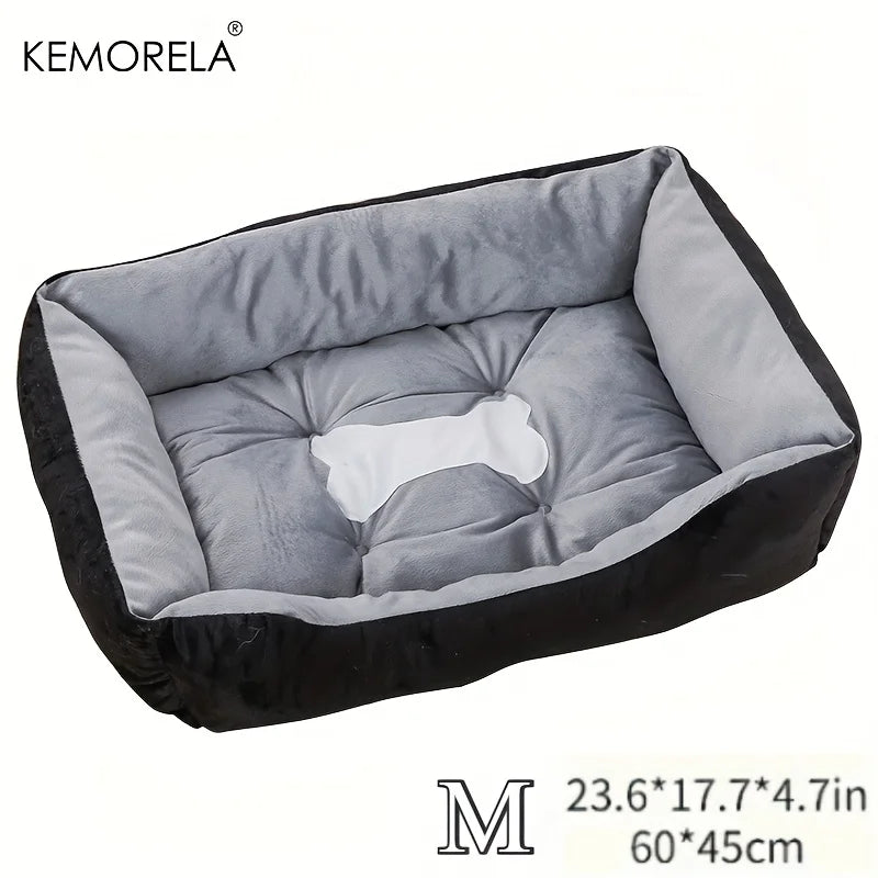 INZYX Orthopedic Dog Bed with Bolster, Plush Faux Fur Pet Bed with High-Rebound Foam Base, Washable Cover for Small Medium and Large Dogs