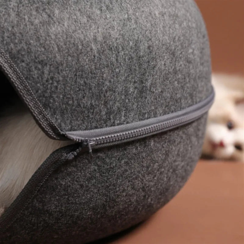 INZYX Donut Cat Bed with Tunnel Toy, Plush Faux Fur Calming Cat Nest, Cozy Indoor Pet Bed for Kittens and Small Dogs