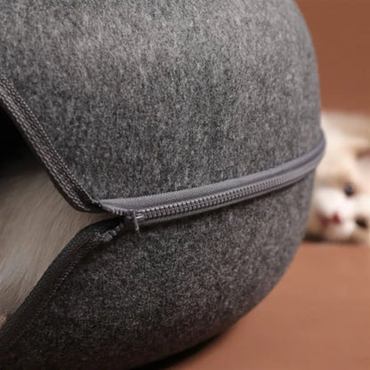 INZYX Donut Cat Bed with Tunnel Toy, Plush Faux Fur Calming Cat Nest, Cozy Indoor Pet Bed for Kittens and Small Dogs
