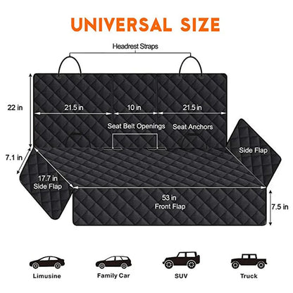 INZYX Waterproof Dog Car Seat Cover, Hammock Style Back Seat Protector for SUV Truck Car, Non-Slip Scratch-Proof Pet Seat Cover
