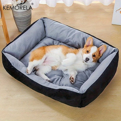 INZYX Orthopedic Dog Bed with Bolster, Plush Faux Fur Pet Bed with High-Rebound Foam Base, Washable Cover for Small Medium and Large Dogs