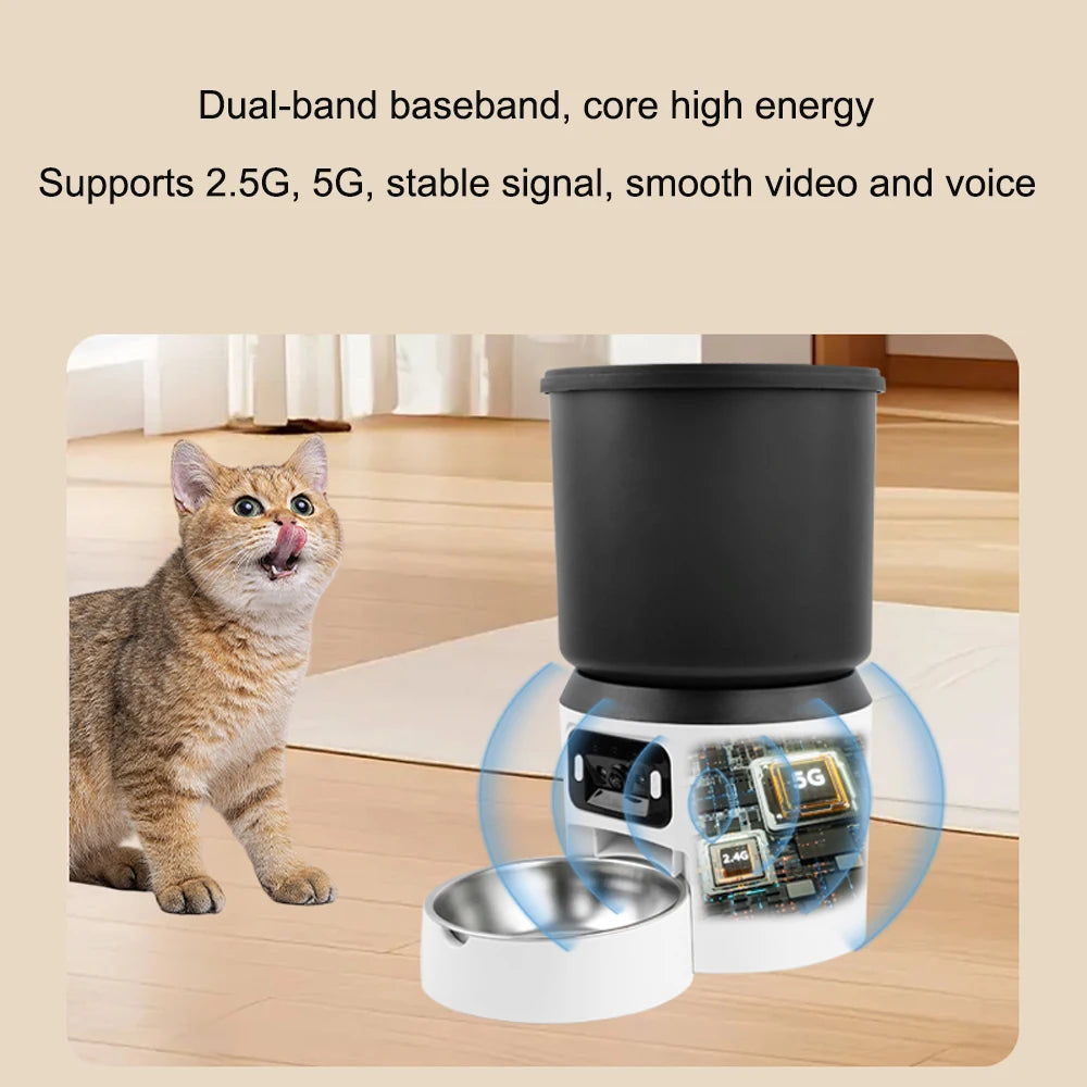 INZYX 4L Automatic Pet Feeder with HD Camera, Wi-Fi Smart Dog and Cat Food Dispenser with Timer, App Control and Two-Way Audio