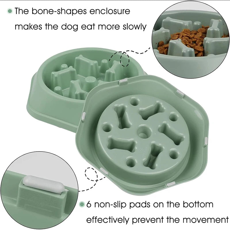 INZYX Slow Feeder Dog Bowl, Maze Puzzle Bowl for Dogs and Cats, Anti-Choking Non-Slip Pet Food Bowl for Fast Eaters