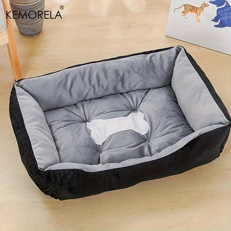 INZYX Orthopedic Dog Bed with Bolster, Plush Faux Fur Pet Bed with High-Rebound Foam Base, Washable Cover for Small Medium and Large Dogs