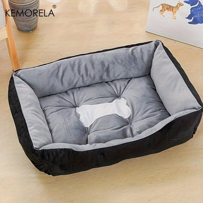 INZYX Orthopedic Dog Bed with Bolster, Plush Faux Fur Pet Bed with High-Rebound Foam Base, Washable Cover for Small Medium and Large Dogs