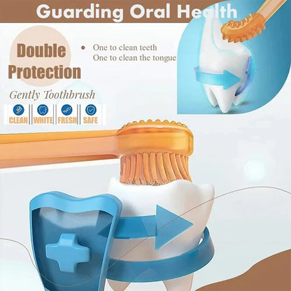 INZYX Pet Toothbrush and Toothpaste Kit for Dogs and Cats, Silicone Finger Toothbrush Set with Dual-Head Brush and Pet-Safe Toothpaste for Oral Care