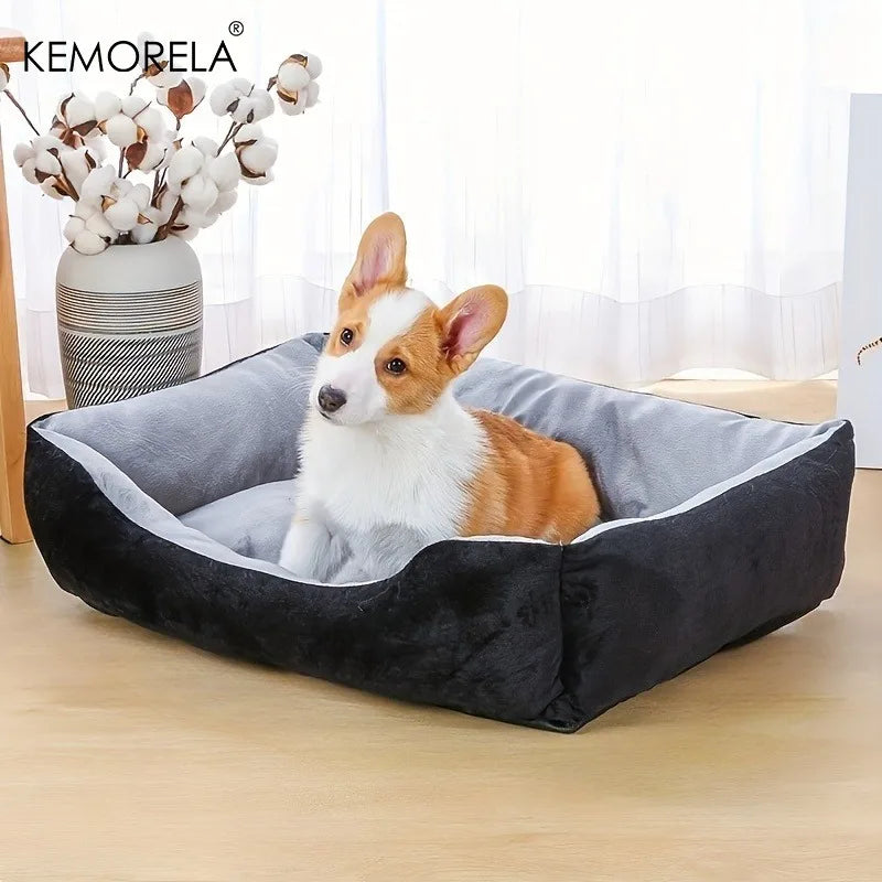 INZYX Orthopedic Dog Bed with Bolster, Plush Faux Fur Pet Bed with High-Rebound Foam Base, Washable Cover for Small Medium and Large Dogs