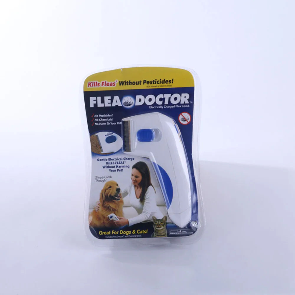 INZYX Electric Flea and Lice Remover Comb for Dogs and Cats, USB Rechargeable Pet Grooming Tool, Chemical-Free Pest Control Comb
