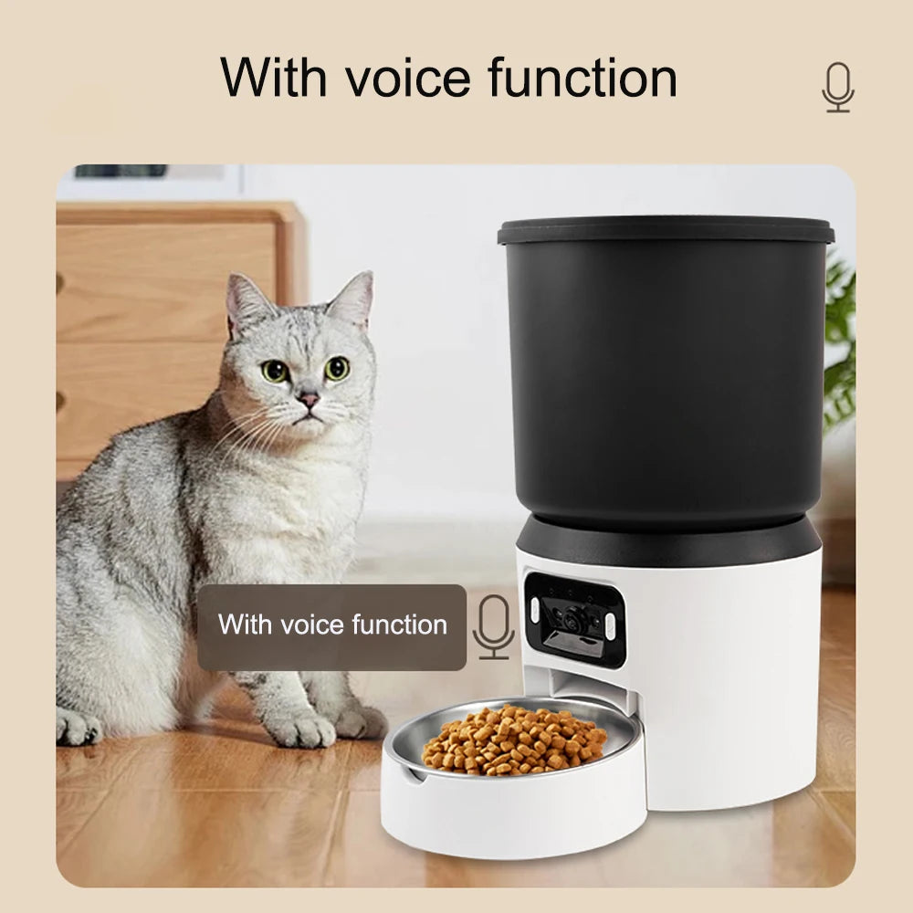 INZYX 4L Automatic Pet Feeder with HD Camera, Wi-Fi Smart Dog and Cat Food Dispenser with Timer, App Control and Two-Way Audio