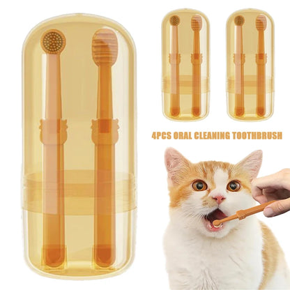 INZYX Pet Toothbrush and Toothpaste Kit for Dogs and Cats, Silicone Finger Toothbrush Set with Dual-Head Brush and Pet-Safe Toothpaste for Oral Care
