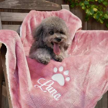 INZYX Paw Print Fleece Pet Blanket for Dogs and Cats, Soft Plush Throw for Sofa, Crate, and Car Seat, Machine Washable